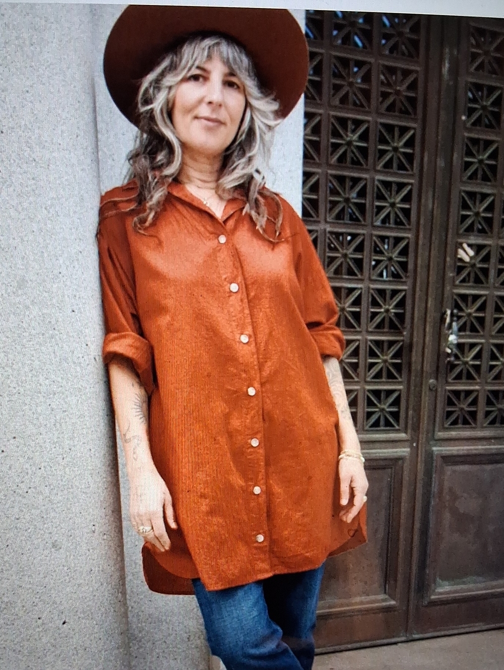 NWOT Curator SF Poet Blouse Cotton Top XS Oversized Brick